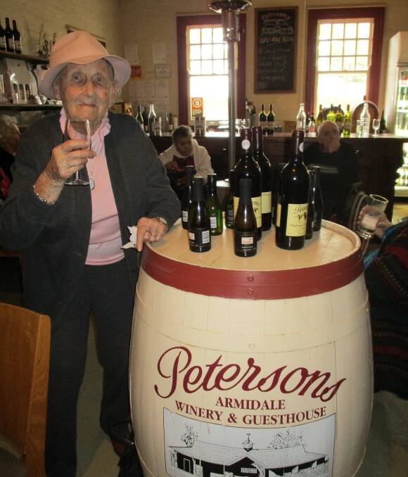 Kolora resident Eugenie Powell enjoyed a visit to Petersons Winery as part of the aged care facility's monthly outing. The residents were treated to a luncheon at the guest house 