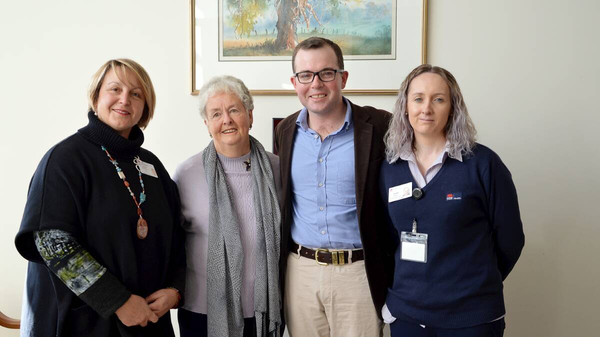Guyra Health Service Manager Leanne Fitzgerald, left, Guyra Local Health Committee representative Dot Vickery, Northern Tablelands MP Adam Marshall and Men’s Health Night co-ordinator Alisa Kennedy celebrating the funding news.