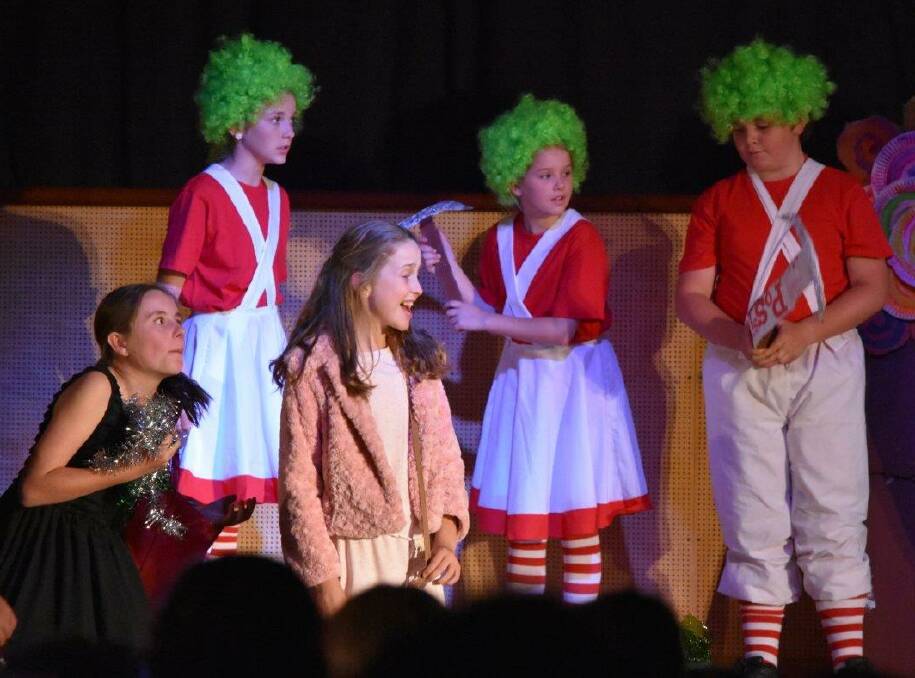 Centre stage: Pupils Abby Jackson, Tiffany Mulligan, Maggie Reinke, Abbie Field and Angus Brazier at the Creative Arts Evening which was held in Guyra on November 24.
