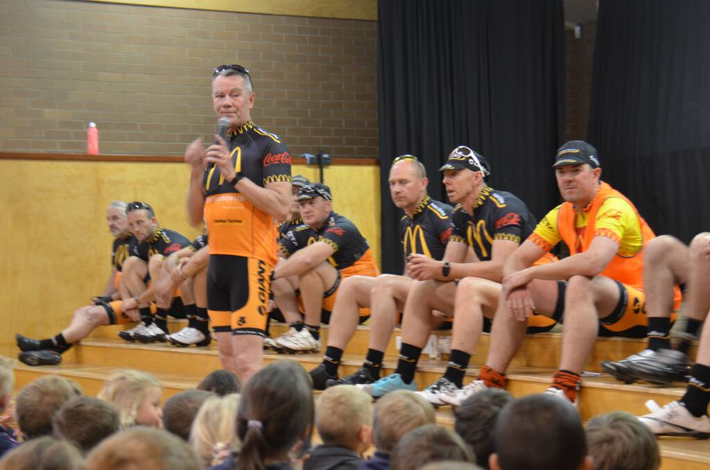 MAKING A DIFFERENCE: CEO of Ronald McDonald House for Northern NSW, Ross Bingham addresses students and teachers at Guyra Central School on Tuesday.