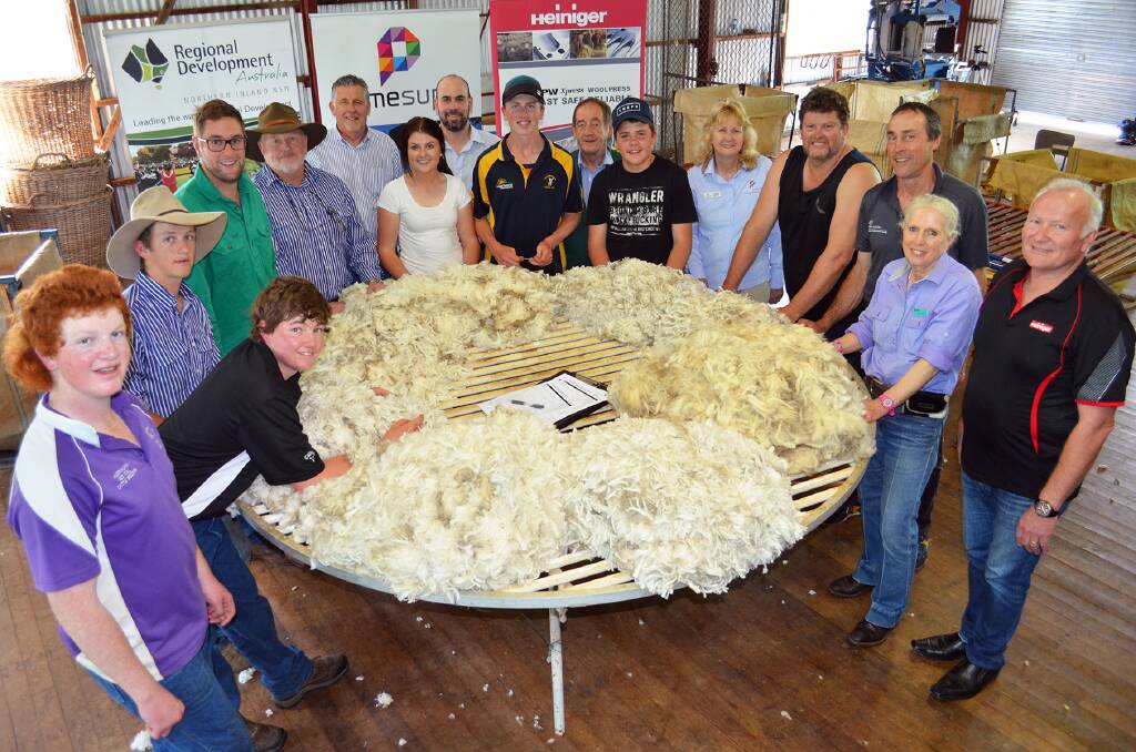 SHEARING WORKSHOP: Guyra Central School students and those involved in the Wool Works Shearing School trial at Glen Innes.