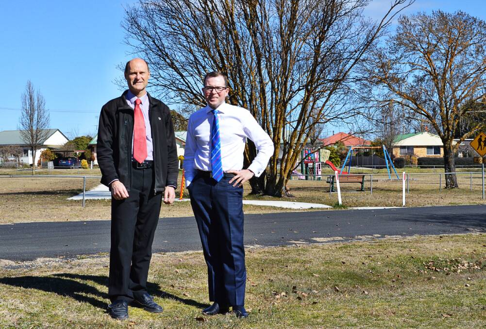 NEW CYCLEWAY: Director of Engineering Ralf Stoeckeler and Northern Tablelands MP Adam Marshall say the new cycleway will encourage greater physical activity in Guyra.