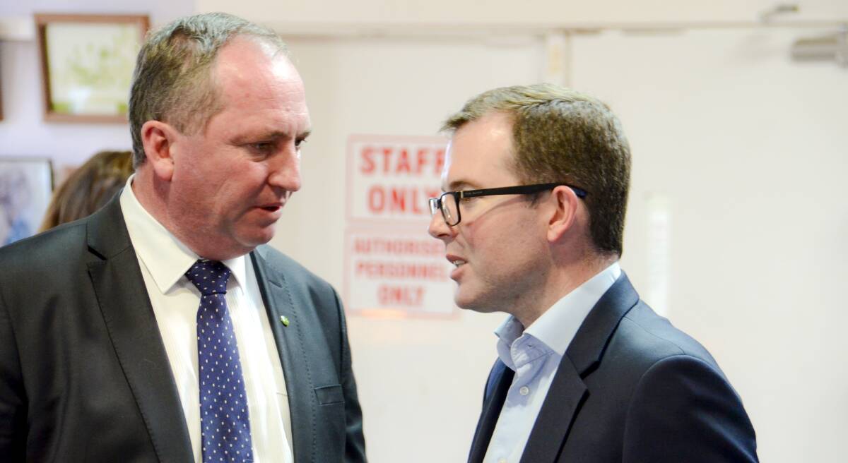 ANGER: State National Party MP Adam Marshall (right) is angry with Deputy PM and federal National Party leader Barnaby Joyce 