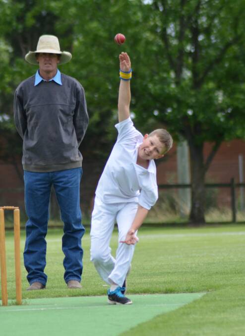PLENTY OF PACE: Billy Youman bowls an over for Guyra junior cricket. 