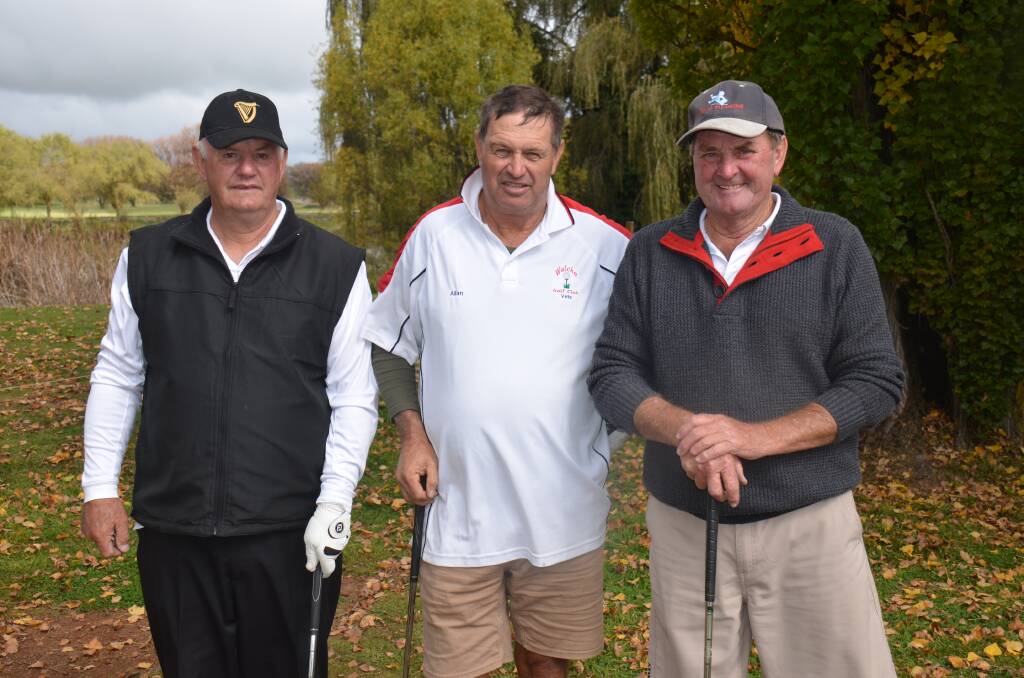 ON THE GREENS: Guyra's Gary Dowdell, Walcha Golf Club president Allan Green and Veterans president Neil Dark were part of the winning team. 