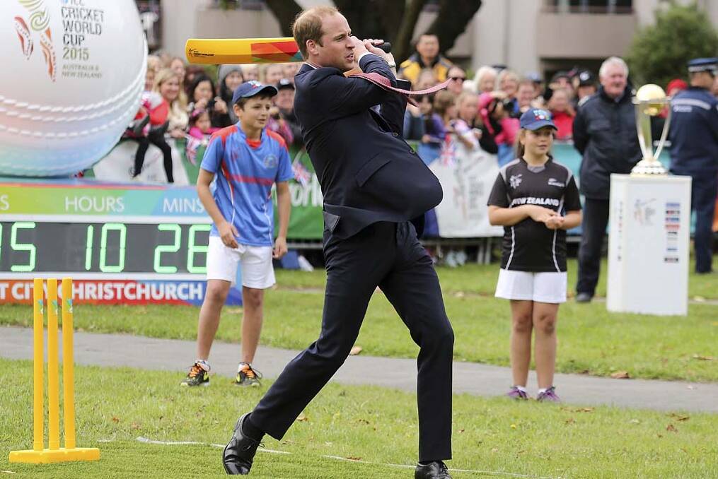 Prince William bats during their game of cricket. Photo: POOL