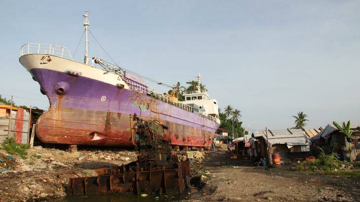 A ship driven ashore in Tacloban in the Philippines by Haiyan. Photo: Craig Skehan