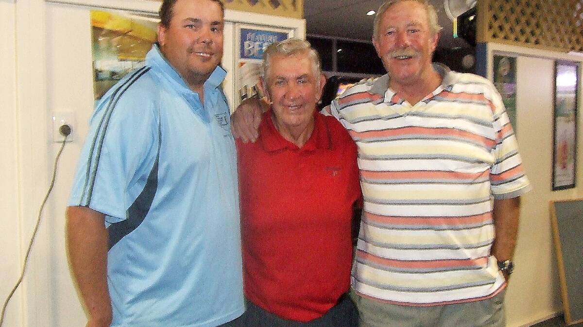 Adam Brennan, men’s golf champion for 2015 with 
Len Stanley and Warren McCowen