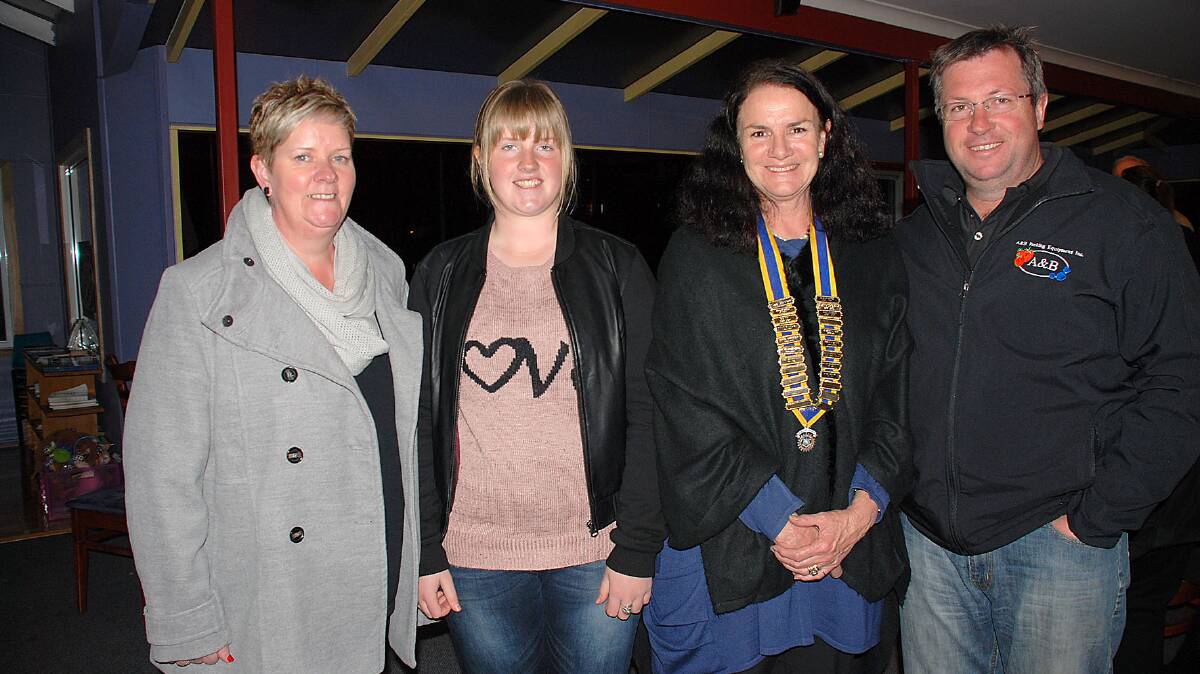 Briana Merritt with parents Deborah and Rodney
 and Rotary President Wendy Mulligan