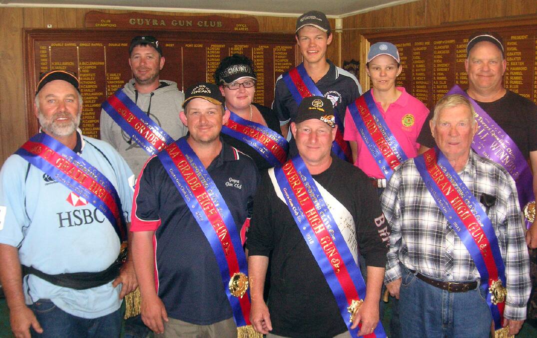 Champion Clay Shooters
Back Row, l to r:  Joseph Clifford,  Amy Buys,  Jack Roth,  Helen Overton,  Rod McCloy
Front, l to r:  Dave Newberry,  Craig Hayes,  Alan Bauer,  Fred McCloy