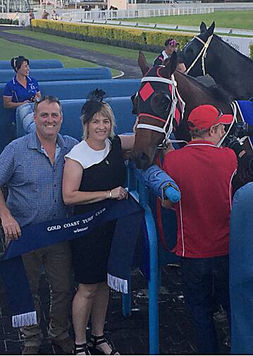  Proud owners, Damien and Kylie Sutton with Dylan’s Luck at the Gold Coast last weekend