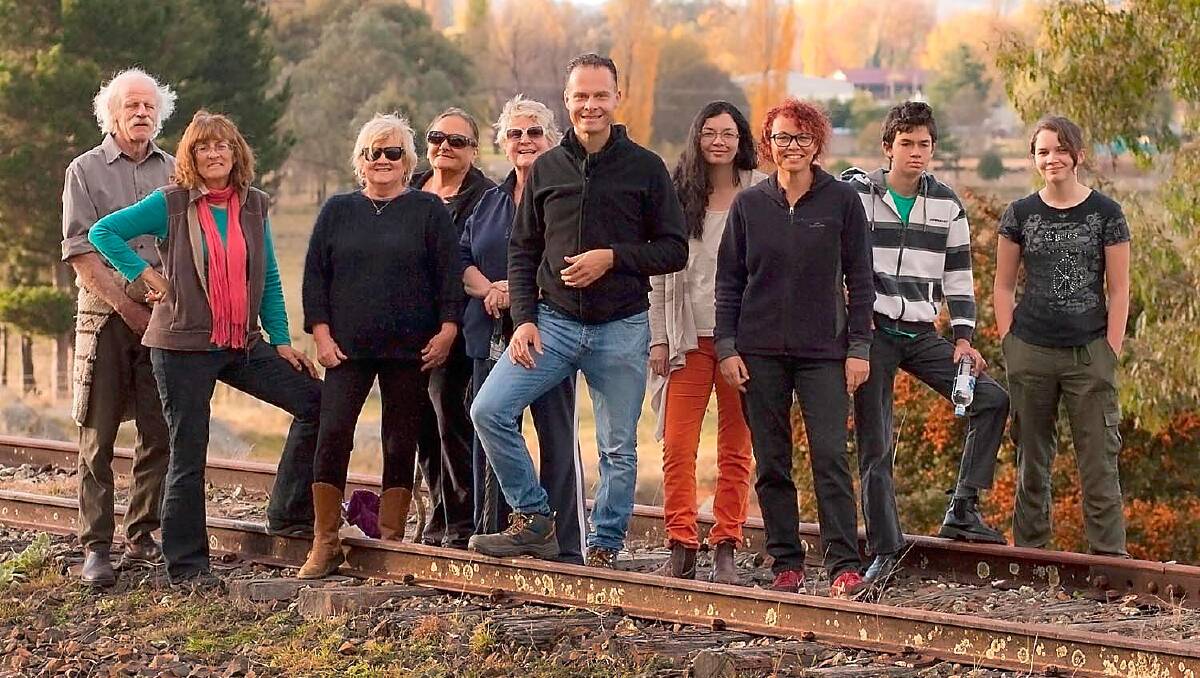  Greens candidate Mercurius Goldstein with Glen Innes locals who are keen 
on a new future for the Armidale-Wallangarra line. Photo: TonyGrant.