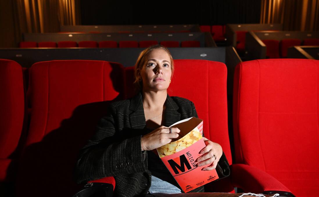 Farmer-turned-filmmaker Leila McDougall watches her debut movie in Tamworth's Forum 6 cinema. Picture by Gareth Gardner