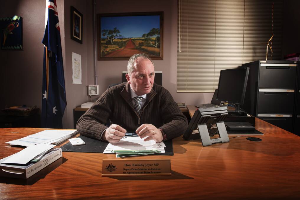 BUSH BOY: The Acting Prime Minister and Member for New England, Barnaby Joyce, in his electorate office in Tamworth last week. Photo: Peter Hardin 110717PHF022