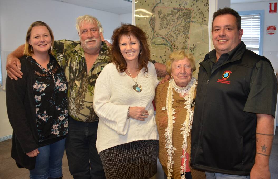 Kelly Madden, Zane Bartholomew, Mel Brown, Hope Strudwick and Mark Davies after the workshop at the Amaroo Local Aboriginal Land Council office in Walcha last week.