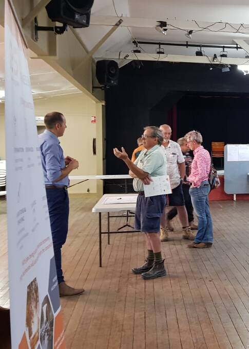 SCOPING IT OUT: Tara Springs Wind Farm project director Nathan Kelly speaking with community members in Bendemeer Hall last Wednesday. Photo supplied.