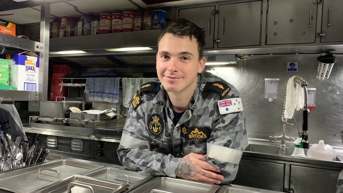 Maritime logistics chef and submariner Ryan Brooks on the HMAS Dechaineux. Photo: NADINE MORTON 111618nmsub24