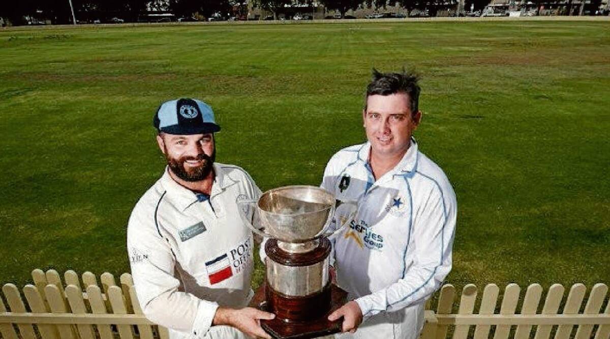 Country cricket captains Mitch Smith, left, and Ben Middlebrook on the eve of the grand final at Tamworth's No. 1 Oval. Photo: Gareth Gardner