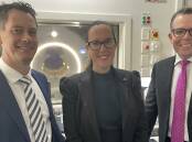 I-MED Radiology general manager Jason Martinez, radiologist Dr Kim Williams and Northern Tablelands MP Adam Marshall in front of the new MRI scanner which can deliver a broader range of imaging studies not previously available in Armidale.