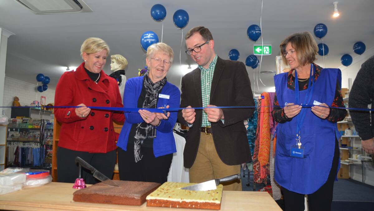 CUTTING THE RIBBON:  Janelle Edgar, Rosemary Fisher, Adam Marshall and Ady Hallam at Saturday's reopening.