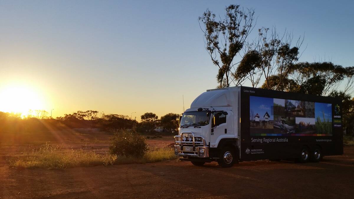 CLIMB ABOARD: The Golden Wattle bus brings government services to regional Australia.