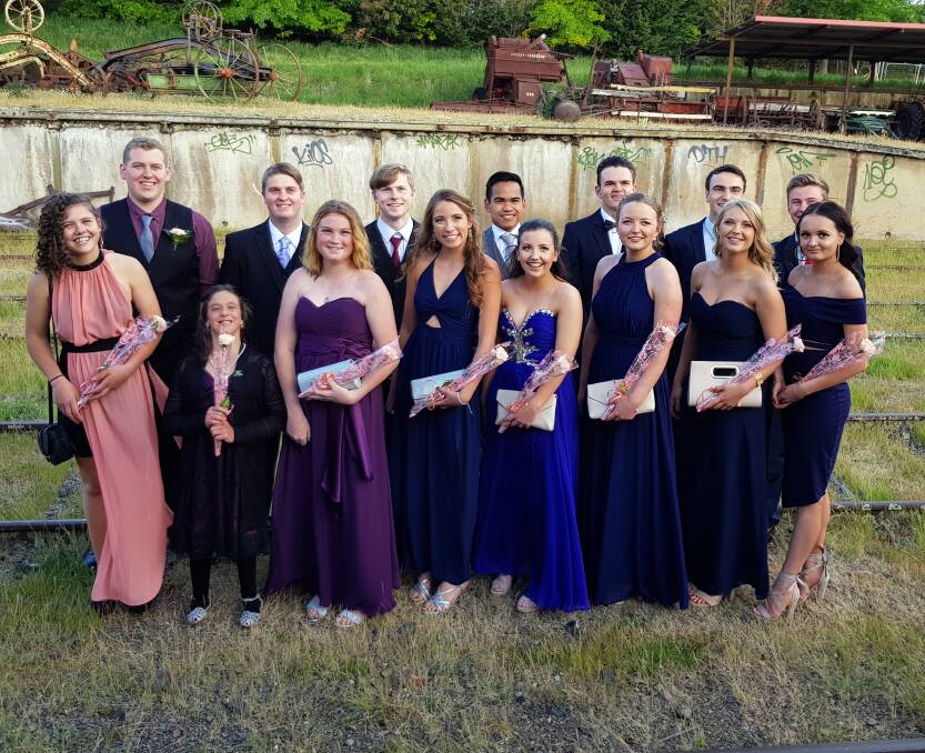 GRADUATING CLASS: Guyra Central School's Year 12 students dress to the nines as they say their final farewell to school life. Photo: Supplied.