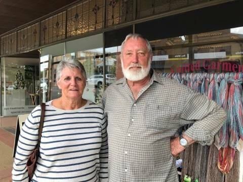 WE WANT BETTER ROADS: John Burgess with Cheryl Vidulich, of Tenterfield, speaking from Bradley Street say the government needs to improve our highways in the far north of the New England electorate.
