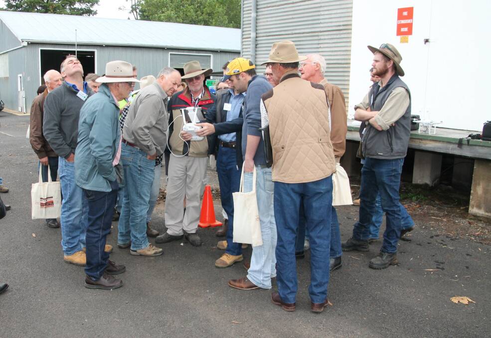 Landholders take a peak at drones at the Pasture Update event earlier this year. 