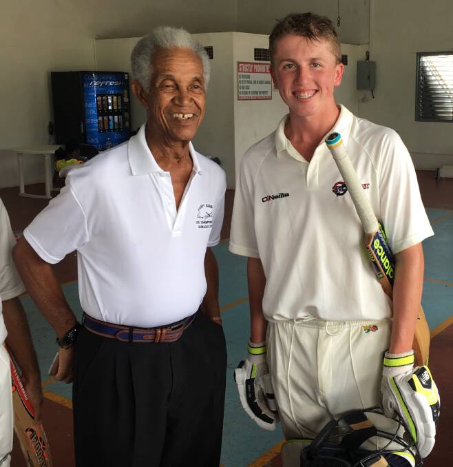 IN GOOD COMPANY: BJ Cameron met West Indian cricketing great and tournament namesake Sir Garfield Sobers on his tour of Barbados late last month.  