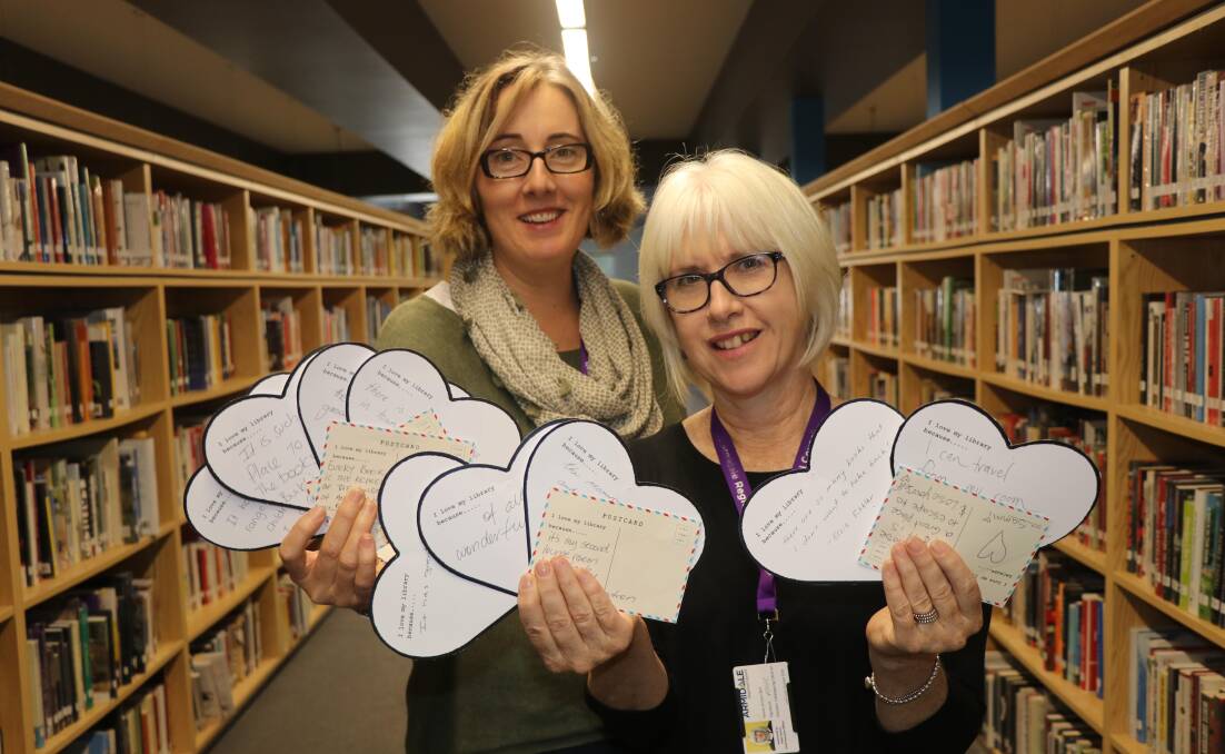 LOVE: Armidale librarian Liz Thomas and cataloguing librarian Kirsten Bell.