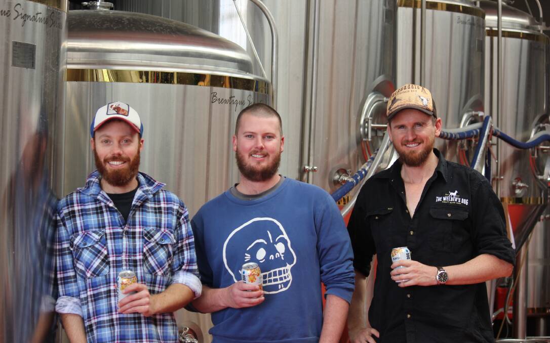 FARMHOUSE BREWING: Welders Dog Brewery boys Tom Croft, Phil Stevens and Daniel Emery have perfected a return to traditional brewing.