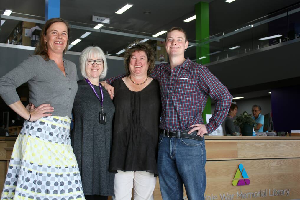 NEW SPACE: Armidale War Memorial Library librarians Jennifer Watson, KB, Leanne Babington and Josh Brennan welcomed readers to the new home.