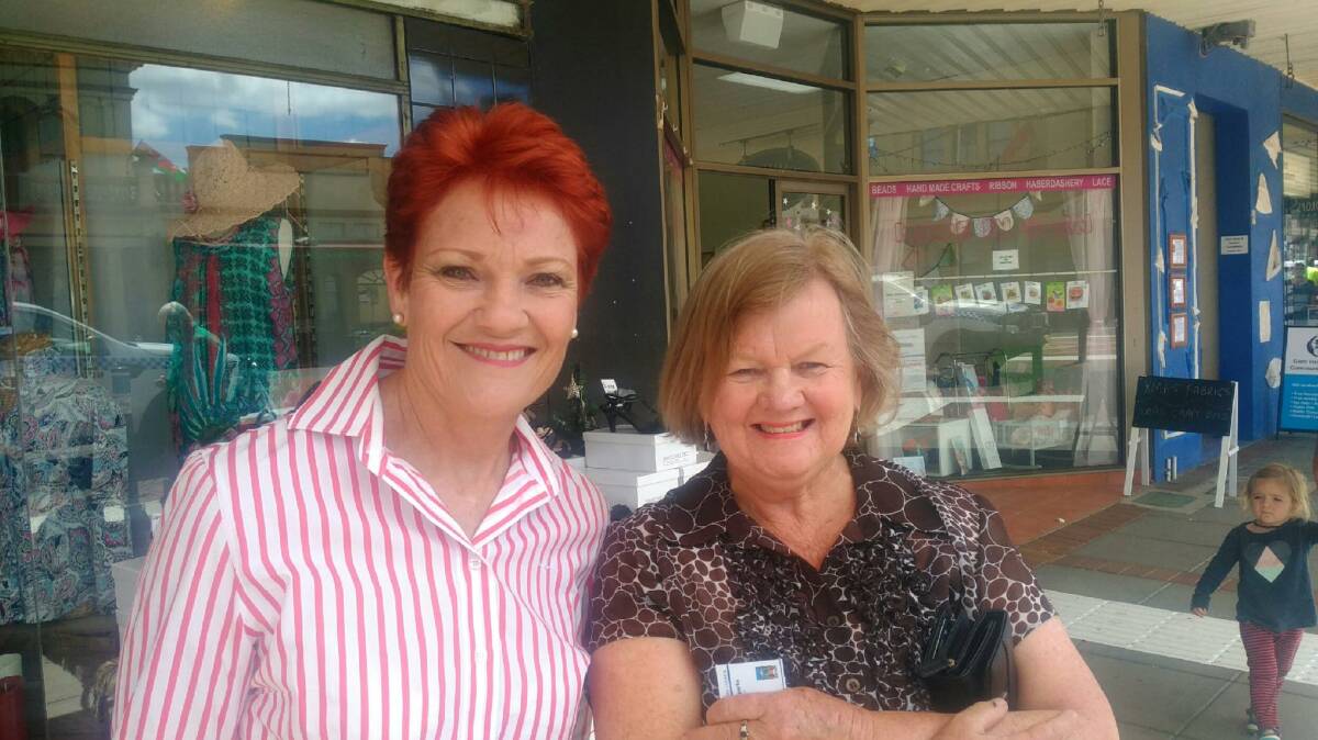 One Nation founder Senator Pauline Hanson with Glen Innes mayor Cr Carol Sparks.