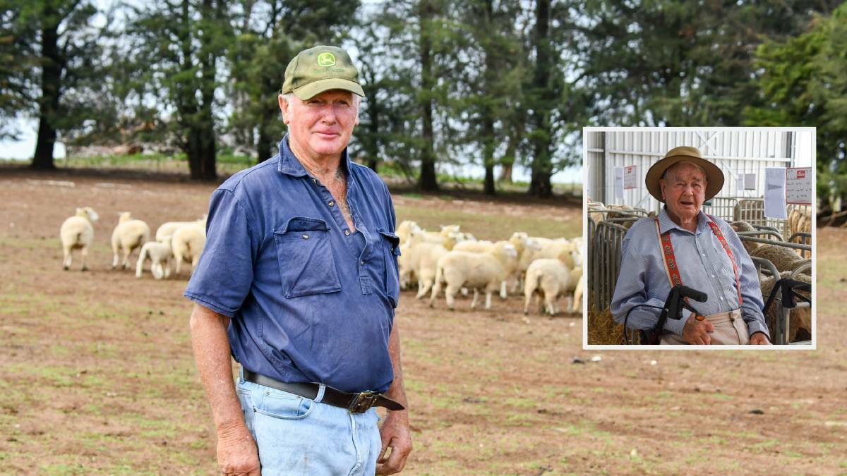 FAMILY TRADITION: Guyra's John Presnell supplied 52 lambs to this year's Guyra Lamb and Potato Festival. Inset: Frank Presnell who founded the festival.