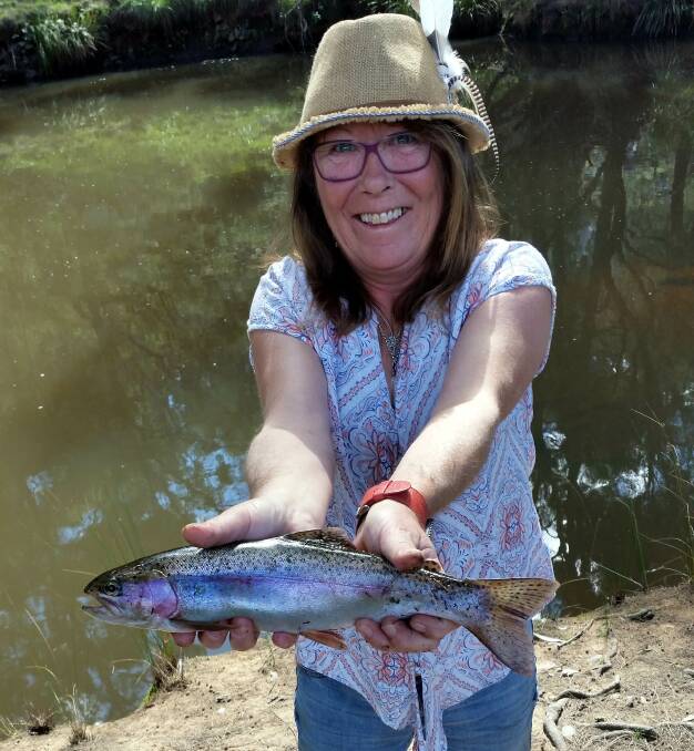 FISHER: Sue from Gunnedah caught a nice trout in Laura Creek at Milani Trout Cottages last year. Photo: Lynne Chapman.