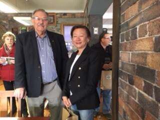 NOTABLES: Guyra and District Chamber of Commerce president Hans Hietbrink with Armidale Regional Council's new CEO Susan Law. Robyn Jackson in background. Photo: Christine Gellie