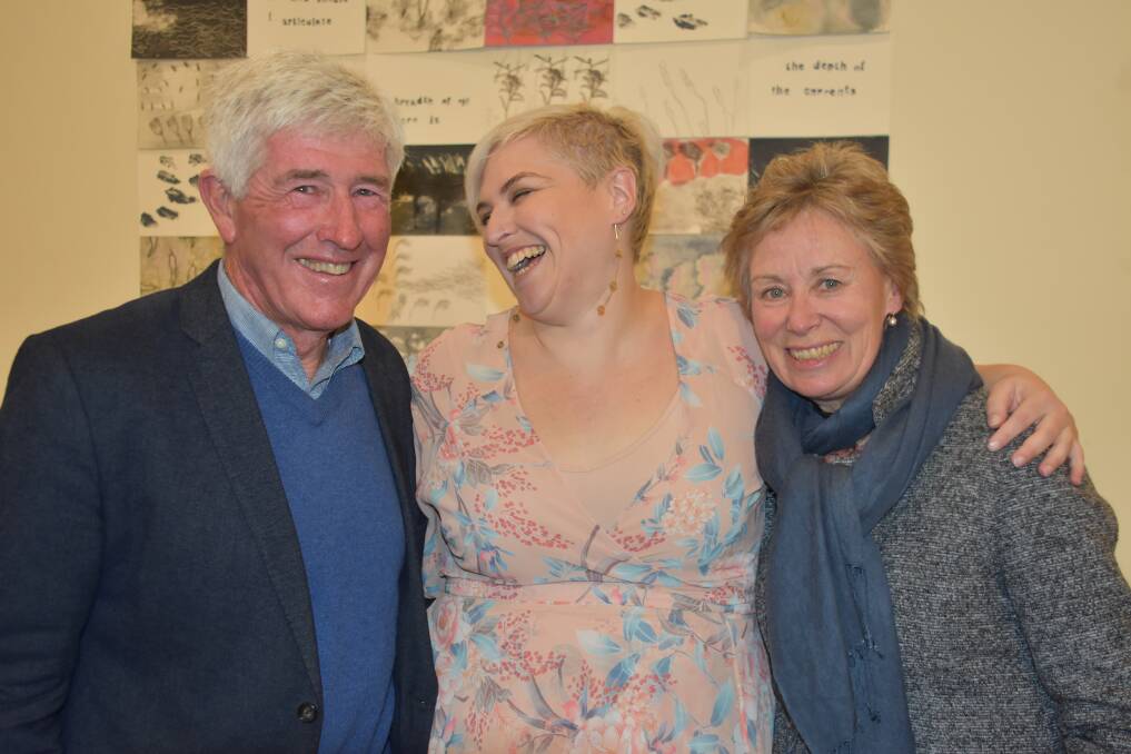DIRECTOR AND DONORS: Rachael Parsons (centre) with NERAM patrons Bruce and Rose McCarthy. Photo: Nicholas Fuller