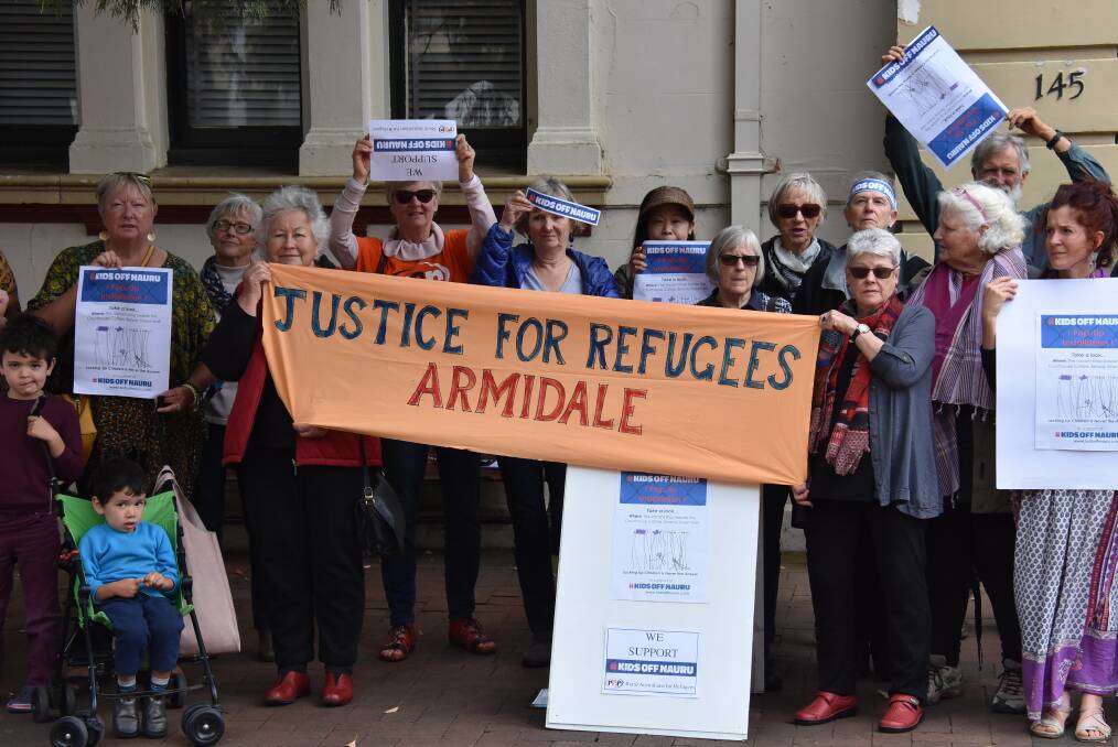 NOT IN OUR NAME: Armidale Rural Australians for Refugees members protesting the detention of refugees on Nauru. Photo: Nicholas Fuller