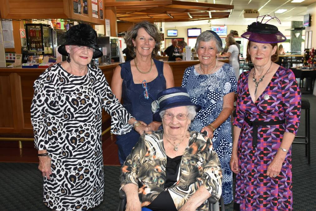 LADIES WHO LUNCH: Helen Bearup, Wendy Jackson, Joyce Betts, Rita Williams .Seated: May Fenton. Photo: Nicholas Fuller
