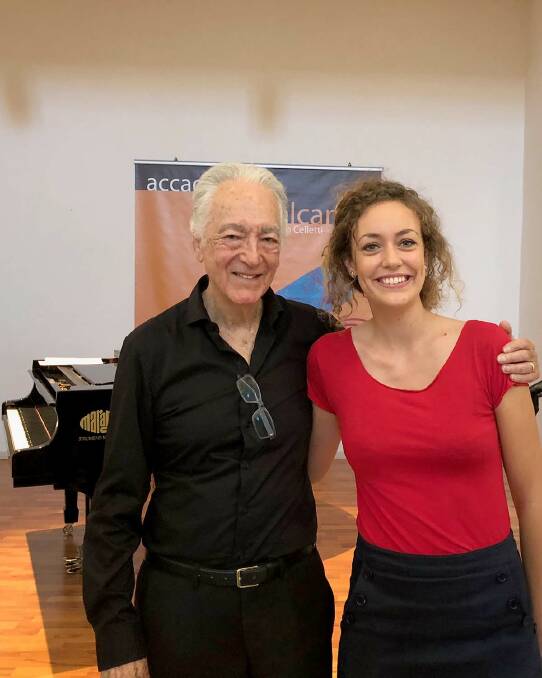Hannah Fraser with conductor Richard Bonynge.