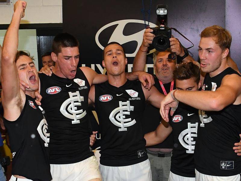 Carlton are ecstatic about their first win of the AFL season after beating the Western Bulldogs.