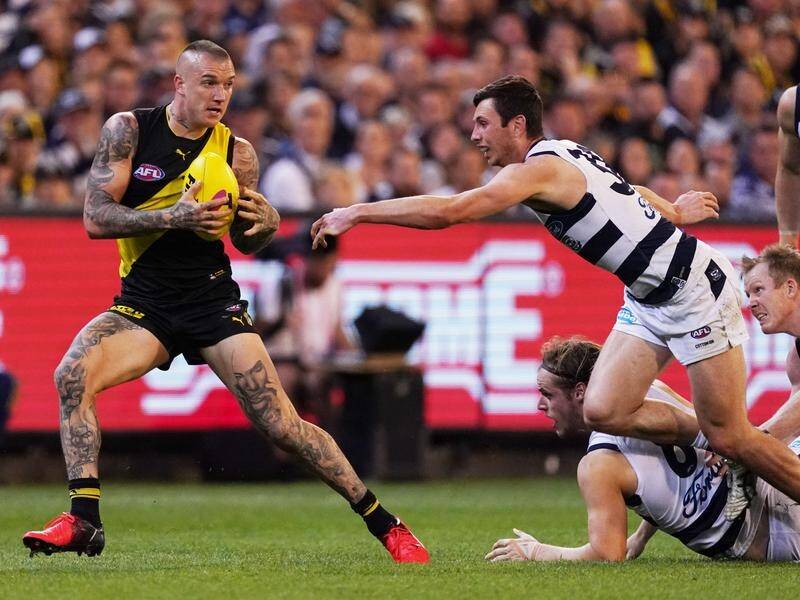 Richmond's Dustin Martin (L) is set for more sparks with GWS' Matt de Boer in the AFL grand final.