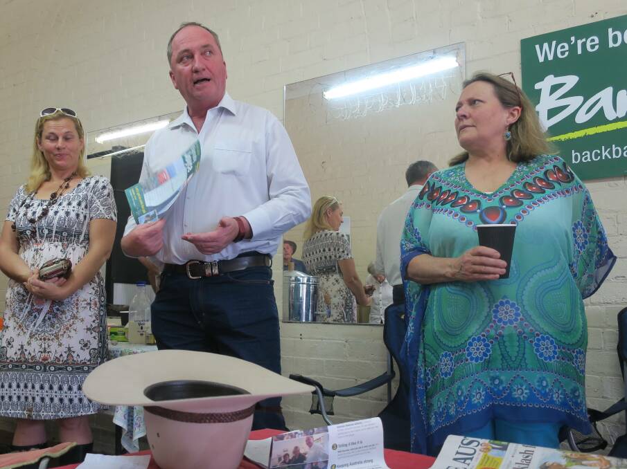 Barnaby Joyce campaigning in New England in December. He missed the National's recent AGM in Glen Innes.