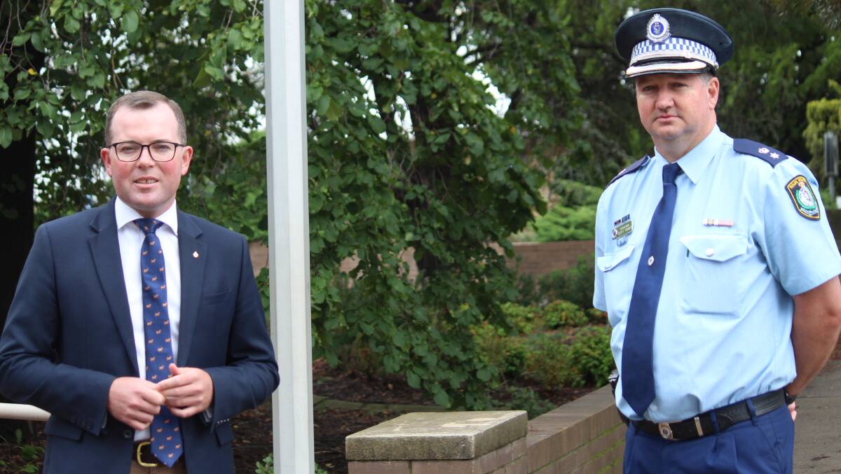 FINES: Member for Northern Tablelands Adam Marshall with Superintendent Scott Tanner.