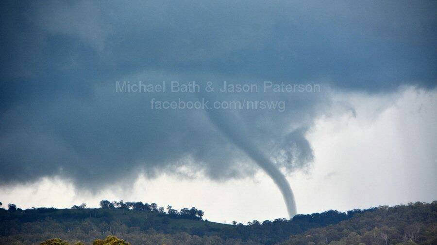 Ben Lomond tornado as viewed from near Glencoe, NSW, on Saturday afternoon. Pic: Michael Bath, Jason Paterson. www.facebook.com/nrswg